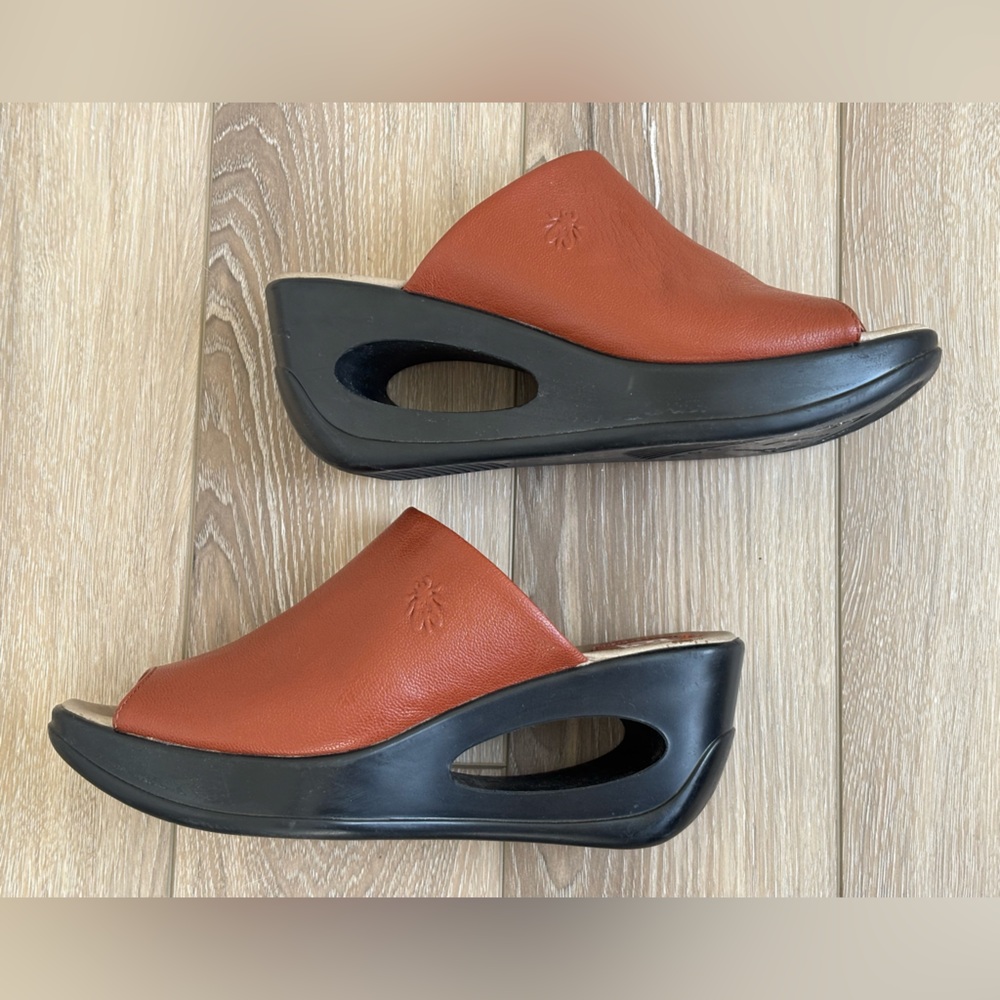 Fly London Hima Wedge Cutout Sandals Size EU 38